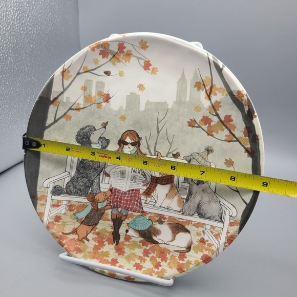 Pier 1 Lazy Sunday Dog's Day Park 8.75” Plate Ironstone Fall Autumn Pup NYC - Picture 3 of 6